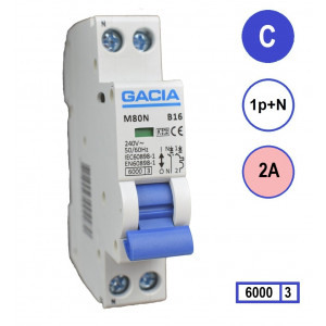 GACIA M80N-C02 inst. 1p+n C2 6kA (18mm)