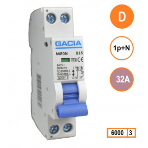 GACIA M80N-D32 inst. 1p+n D32 6kA (18mm)
