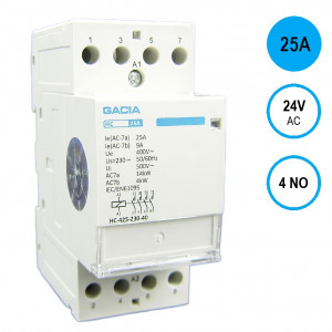 GACIA HC-2540a Inst.relais 25A/4NO/24VAC