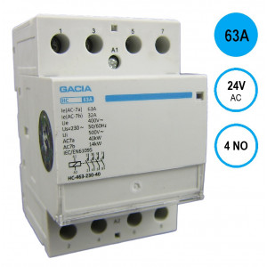 GACIA HC-6340a Inst.relais 63A/4NO/24VAC