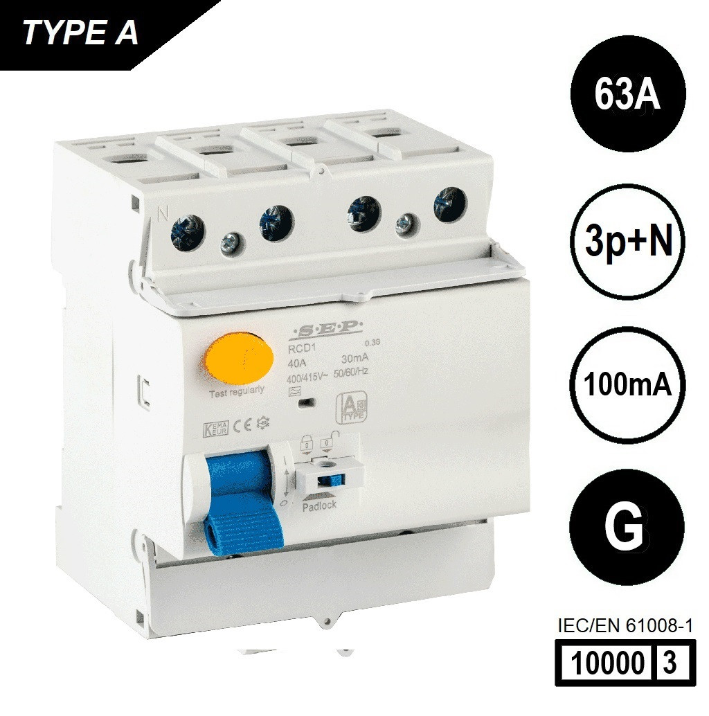 Schotman Elektro B.V. - SEP RCD1-4A-06310G - aardlekschakelaar 4p