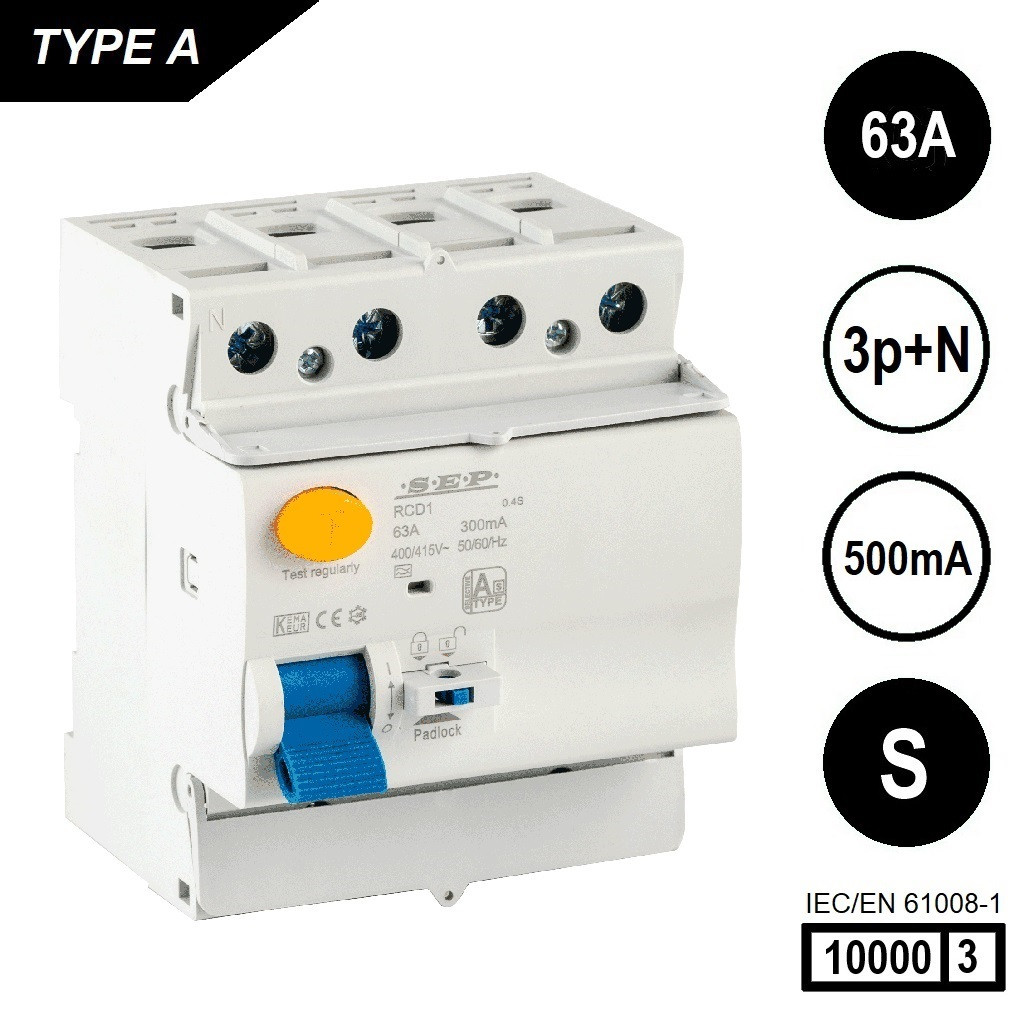 Schotman Elektro B.V. - SEP RCD1-4A-06350S - aardlekschakelaar 4p