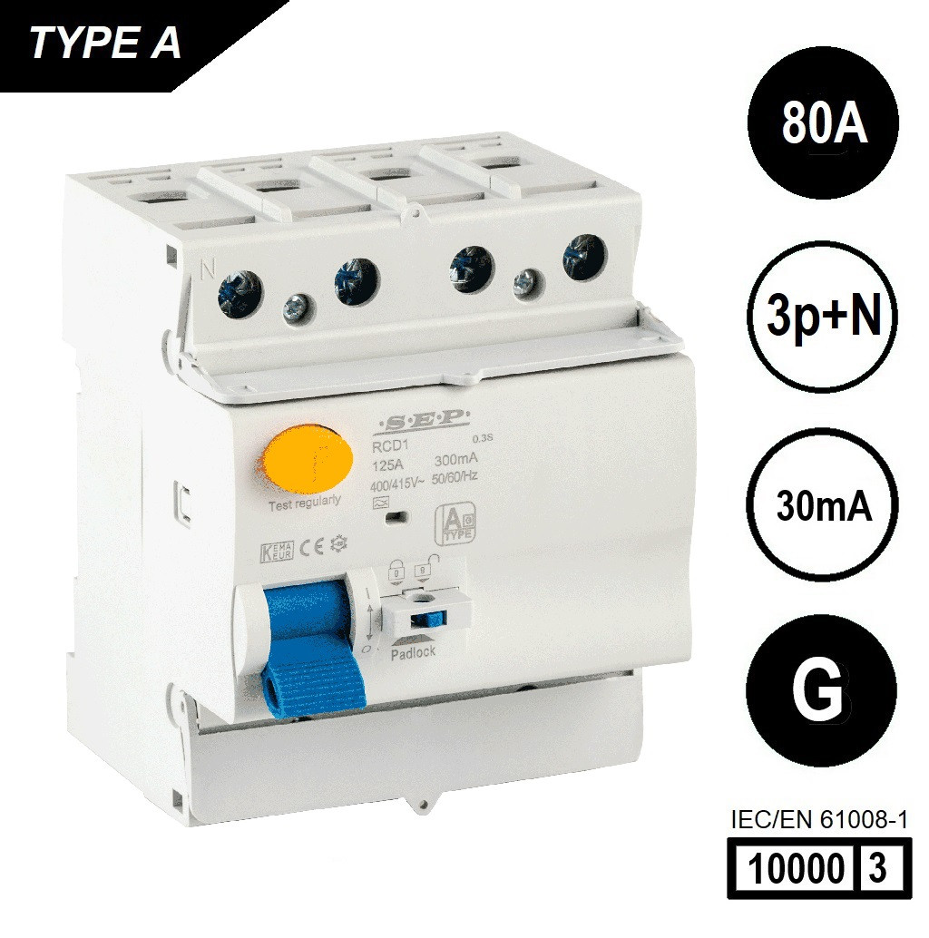 Schotman Elektro B.V. - SEP RCD1-4A-08003G - aardlekschakelaar 4p