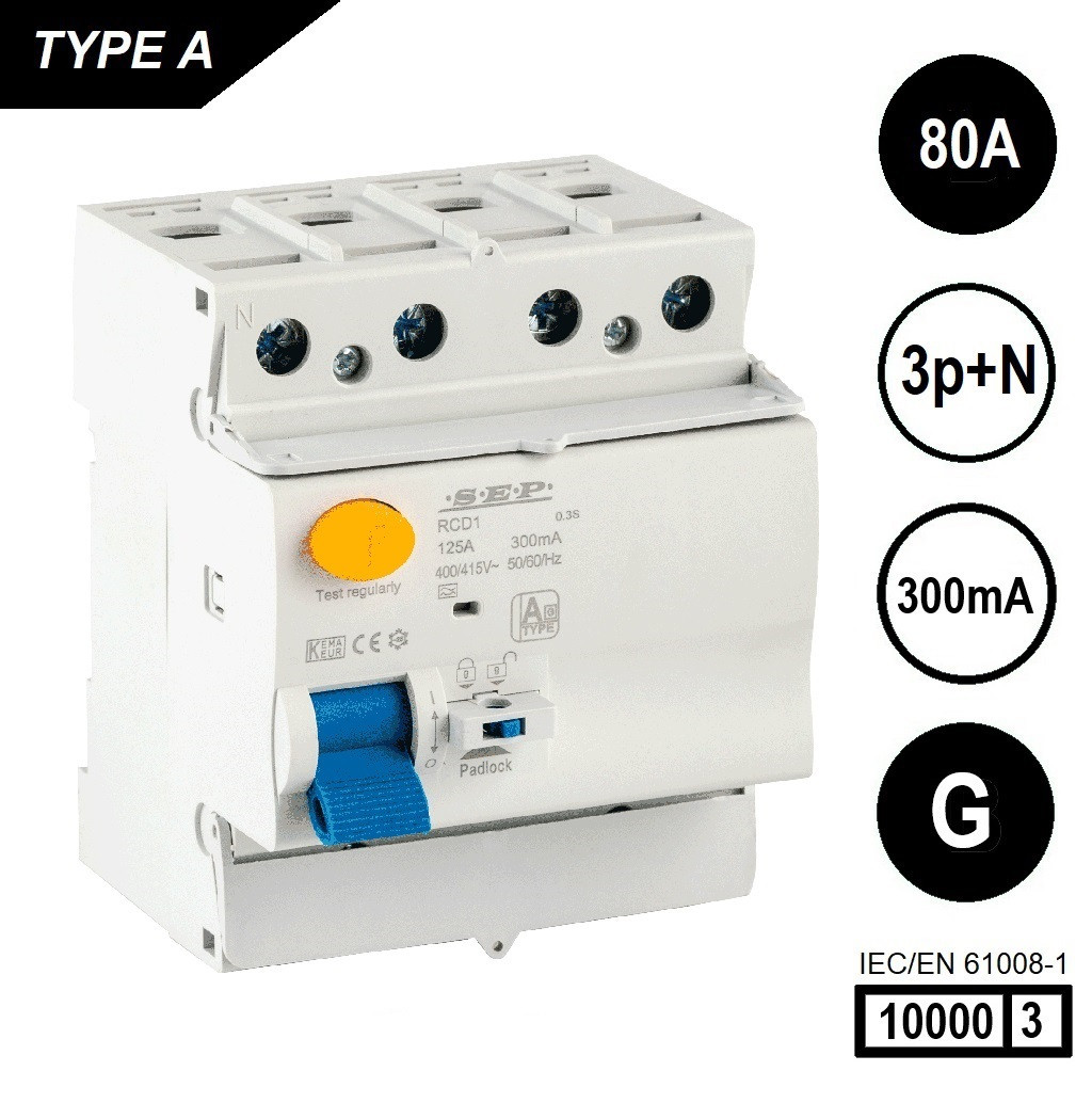 Schotman Elektro B.V. - SEP RCD1-4A-08030G - aardlekschakelaar 4p