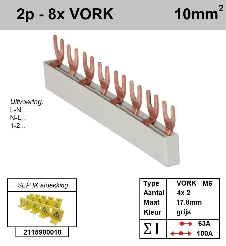 Schotman Elektro - SEP aansluitrail 2 fase VORK 4x2 aansluitingen 17.8mm