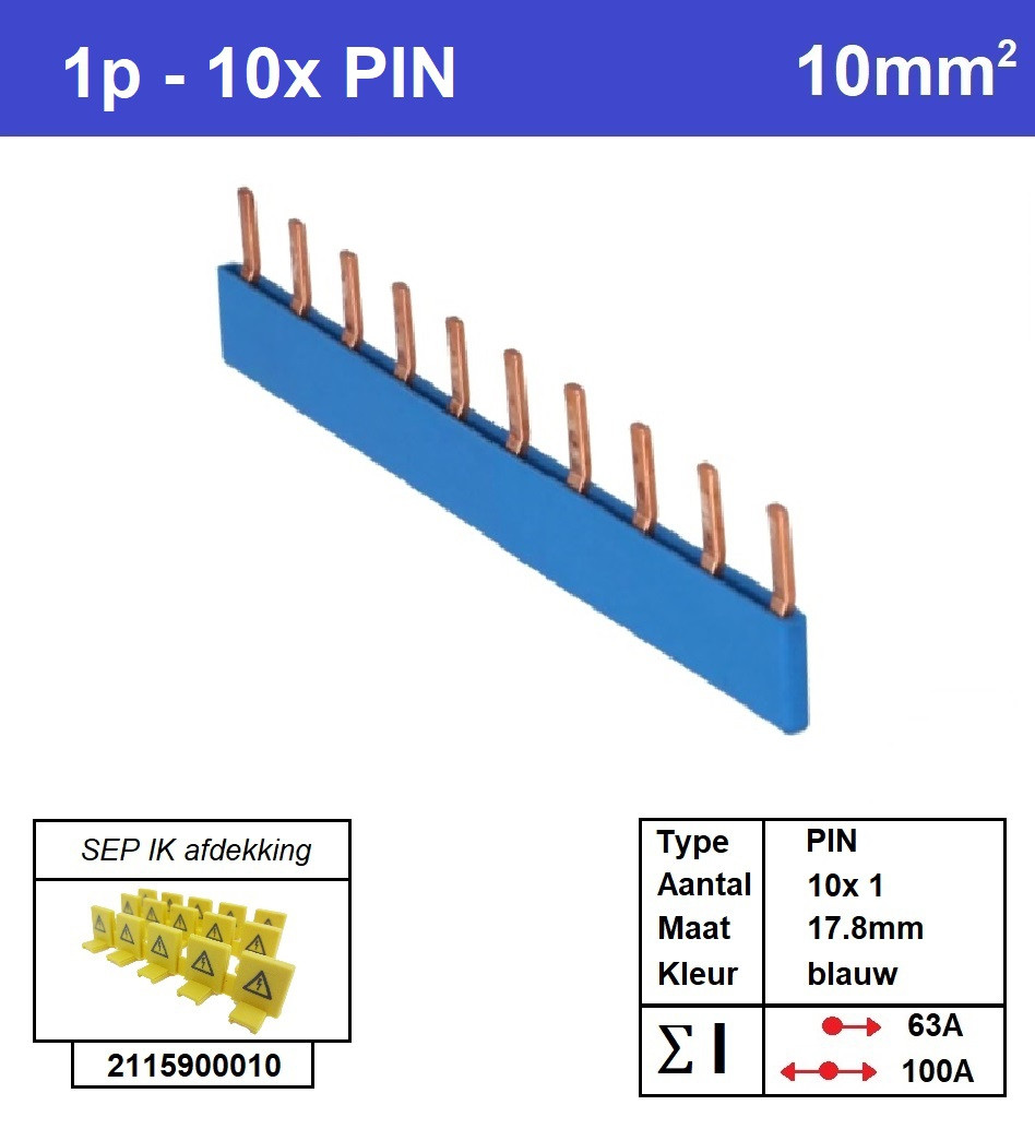 Schotman Elektro - SEP aansluitrail PIN 10x1 aansluitingen 17.8mm