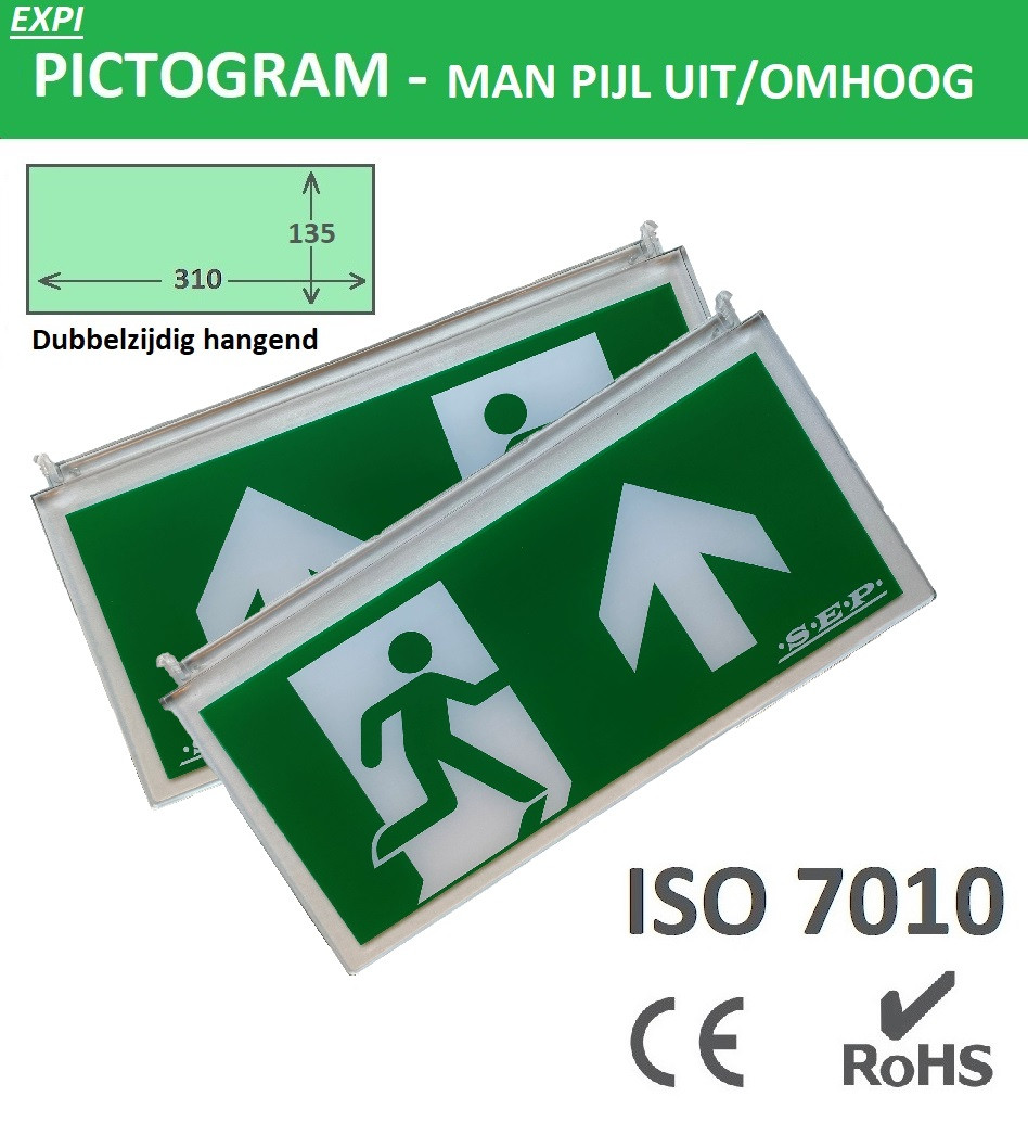 Schotman Elektro - SEP EXPI pictogram plaat - Man pijl uit / omhoog