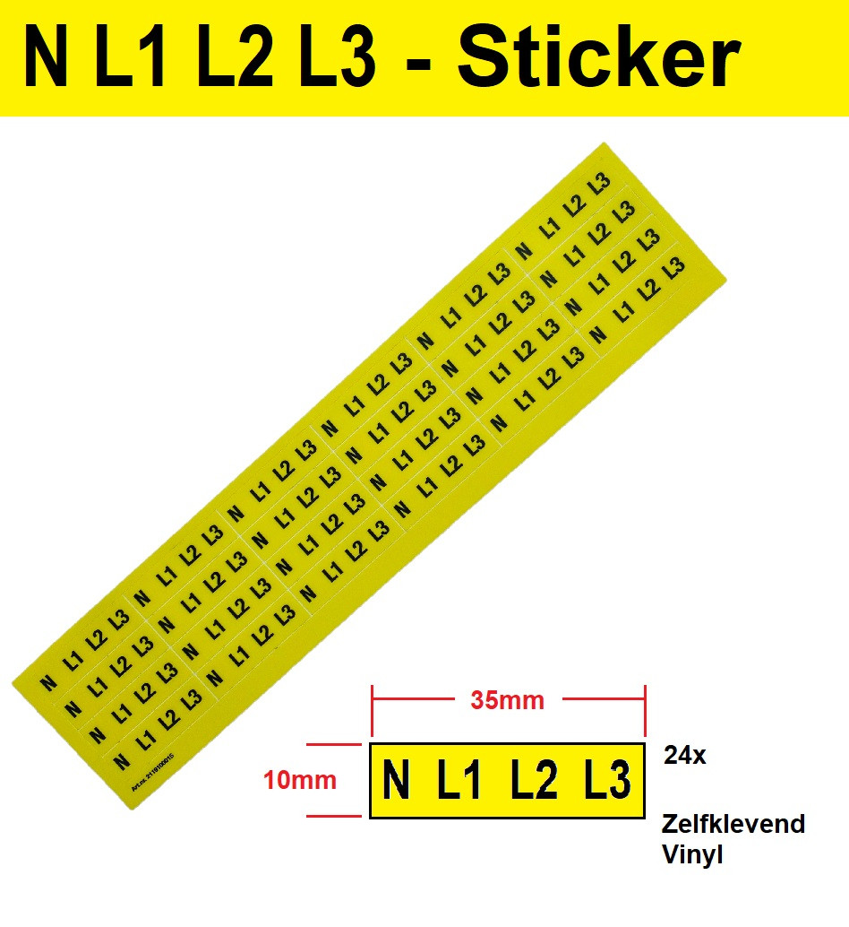 Schotman Elektro - SEP fase sticker N L1 L2 L3 36mm