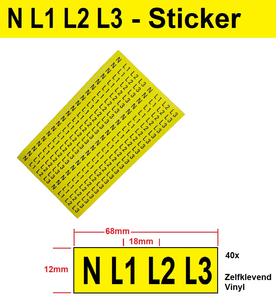 Schotman Elektro - SEP Fase sticker N L1 L2 L3 72mm 