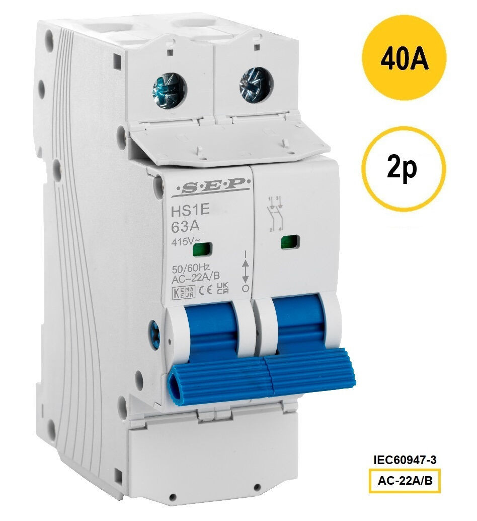 Schotman Elektro B.V.  - SEP HS1E-2040 - hoofdschakelaar 2 polig 40Amp