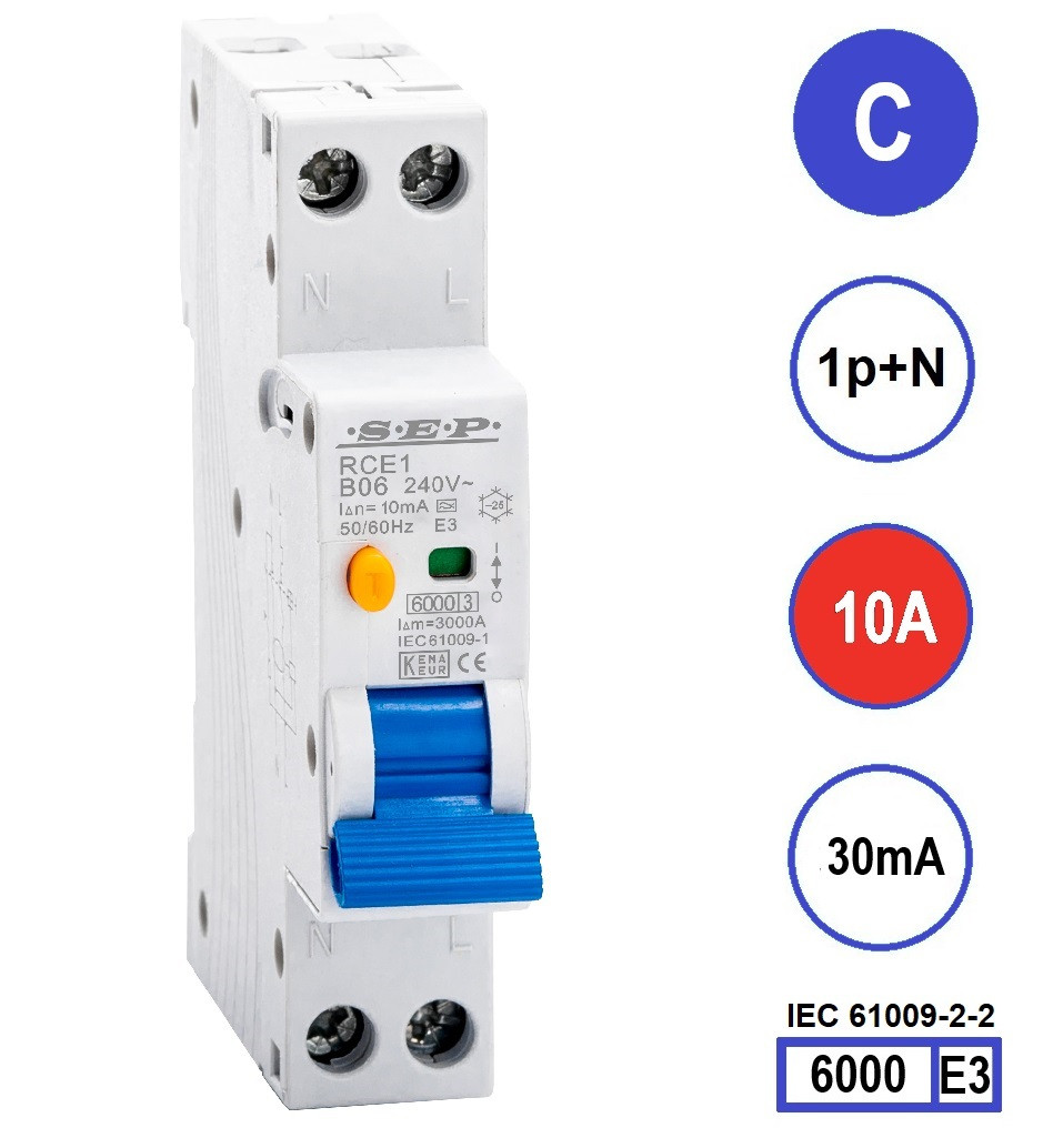 SEP RCE1-C10.03 - aardlekautomaat C10 30mA, 18mm, 1 module