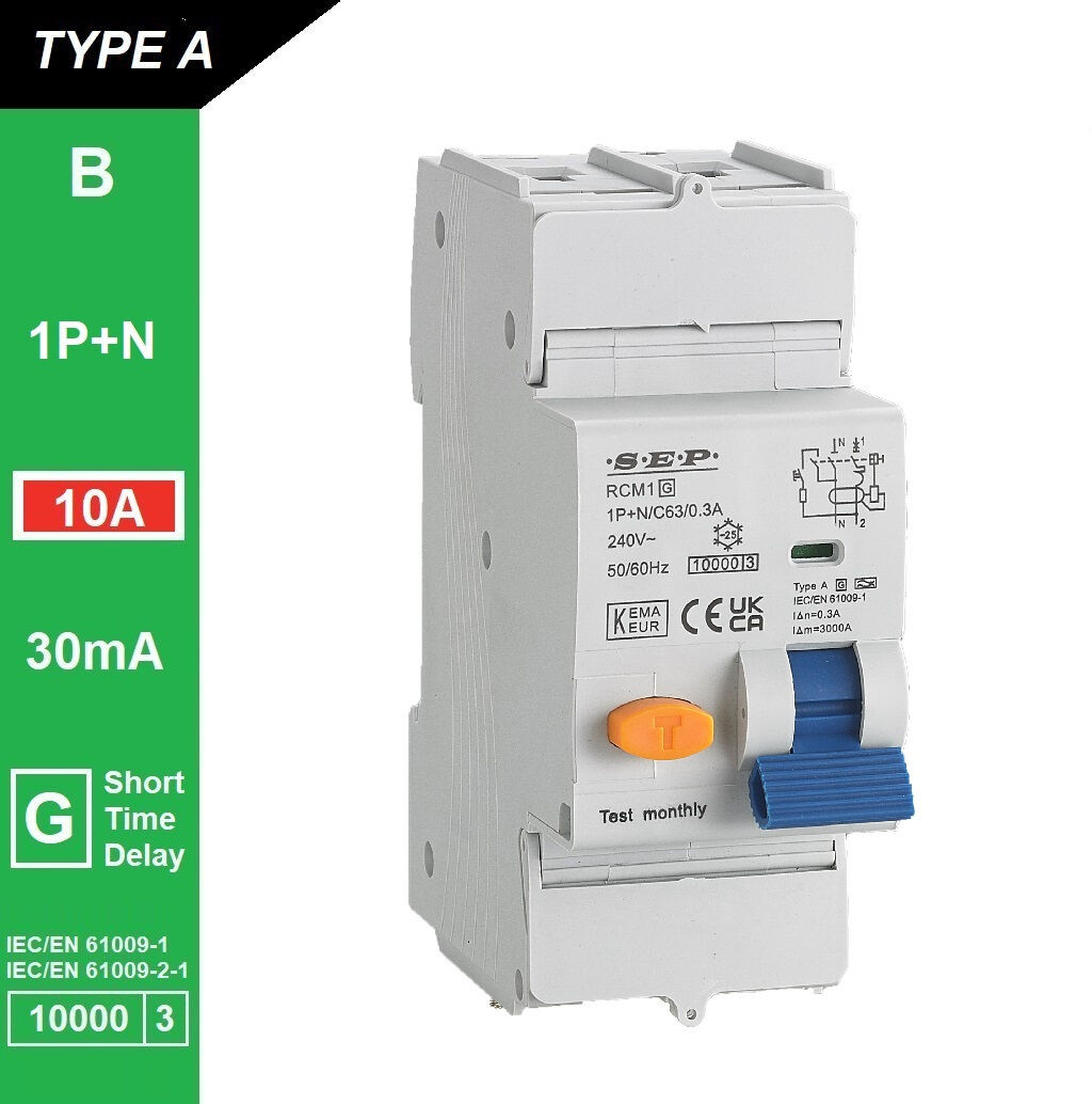 Schotman Elektro B.V. - SEP RCM1 1p+n B-karakteristiek 10A 10kA kortstondig vertraagd AG