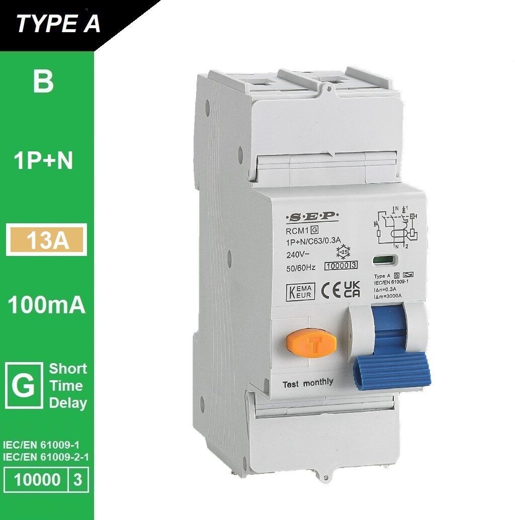 Schotman Elektro B.V. - SEP RCM1 1p+n B-karakteristiek 13A 10kA kortstondig vertraagd AG