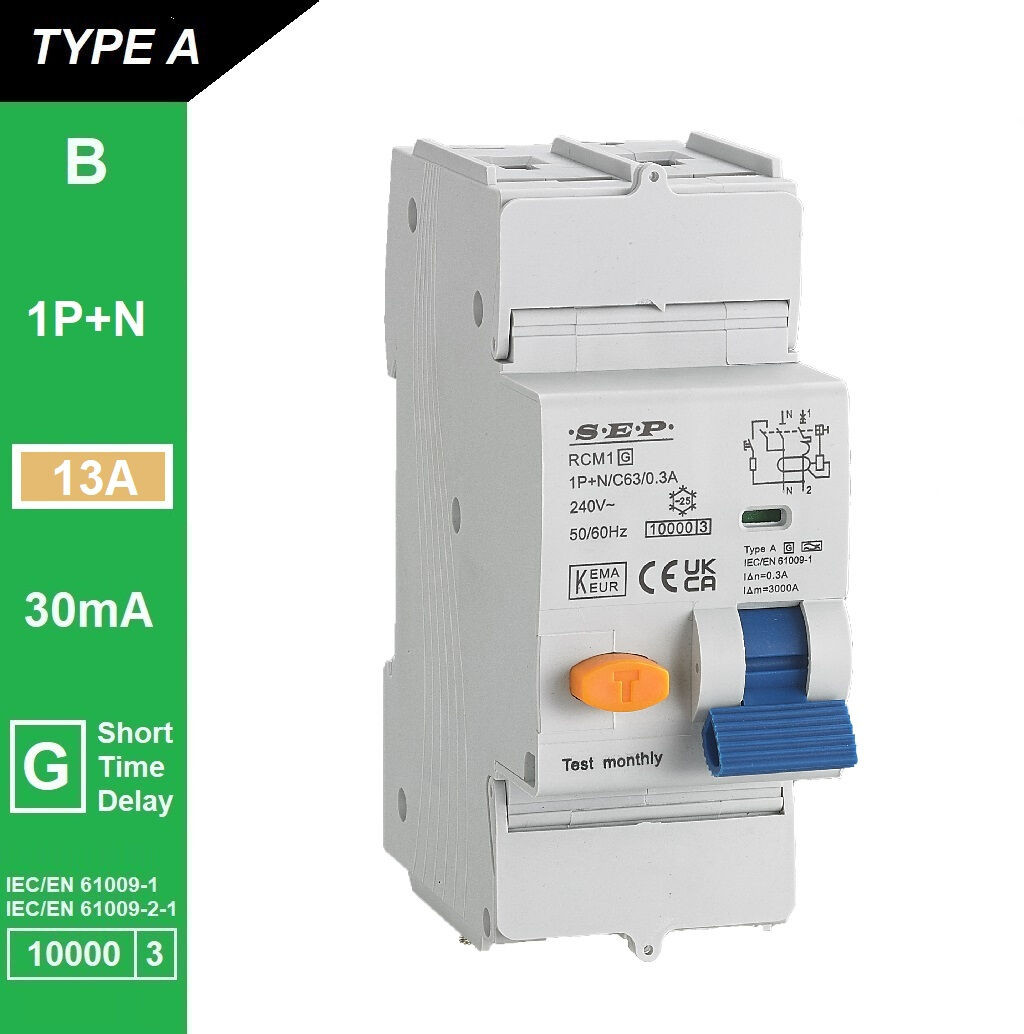 Schotman Elektro B.V. - SEP RCM1 1p+n B-karakteristiek 13A 10kA kortstondig vertraagd AG