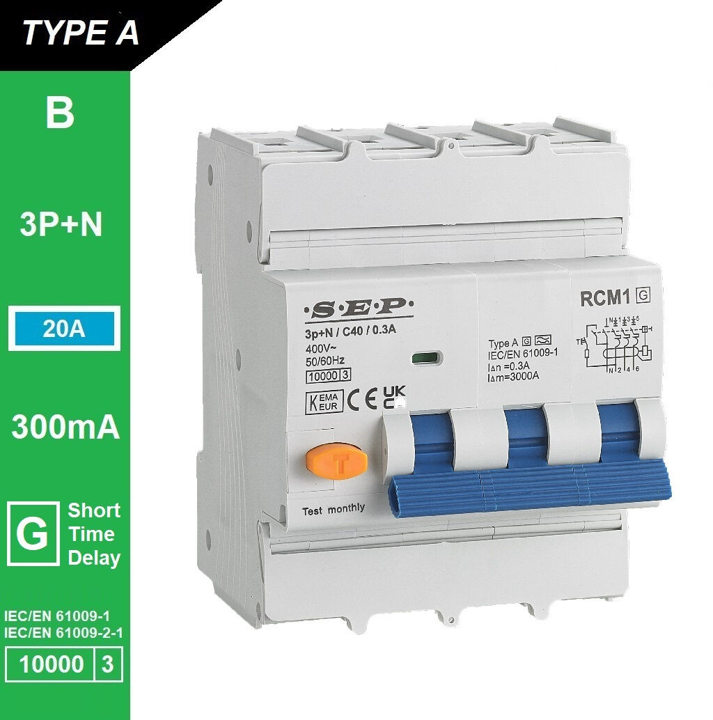 Schotman Elektro B.V. - SEP RCM1 3p+n B-karakteristiek 20A 10kA kortstondig vertraagd AG
