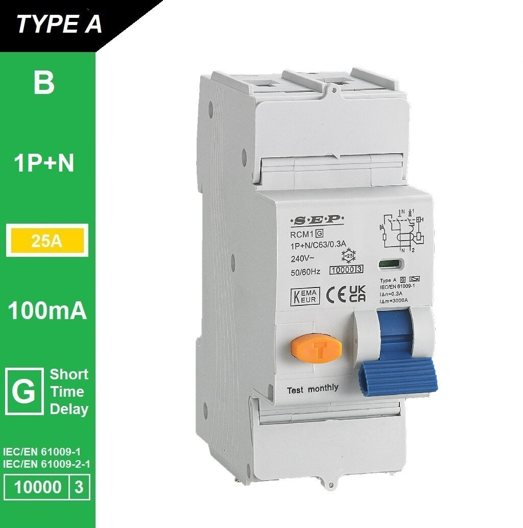 Schotman Elektro B.V. - SEP RCM1 1p+n B-karakteristiek 25A 10kA kortstondig vertraagd AG