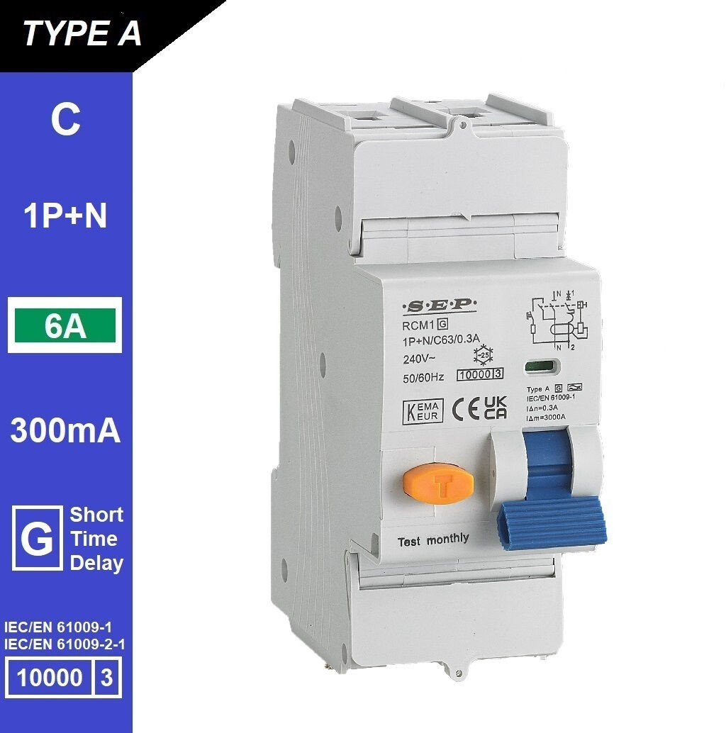 Schotman Elektro B.V. - SEP RCM1 1p+n C-karakteristiek 6A 10kA kortstondig vertraagd AG