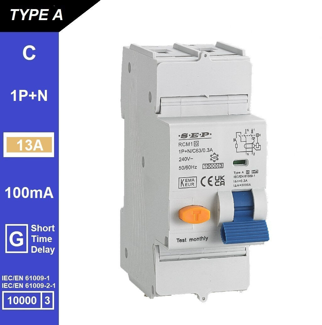Schotman Elektro B.V. - SEP RCM1 1p+n C-karakteristiek 13A 10kA kortstondig vertraagd AG
