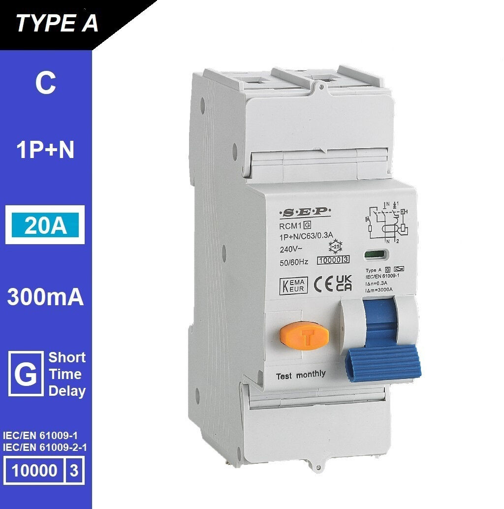 Schotman Elektro B.V. - SEP RCM1 1p+n C-karakteristiek 20A 10kA kortstondig vertraagd AG