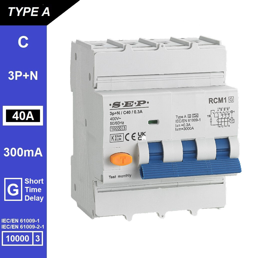 Schotman Elektro B.V. - SEP RCM1 3p+n C-karakteristiek 40A 10kA kortstondig vertraagd AG