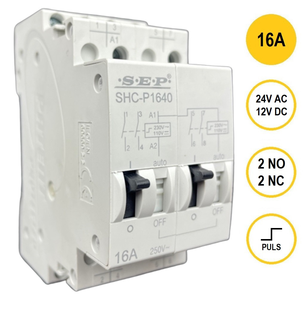 Schotman Elektro B.V. - SEP SHC pulsrelais 16A, 2 maak 2 verbreek