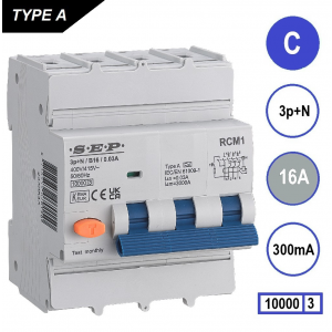 Schotman Elektro B.V. - SEP RCM4 3p+n C 16A 300mA 10kA aardlekautomaat