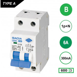 GACIA L80MA aardlekautomaat 1p+n B6 300mA 