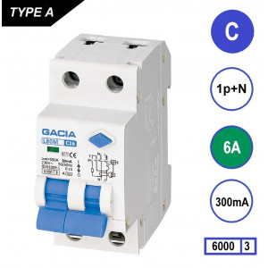 GACIA L80MA aardlekautomaat 1p+n C6 300mA 