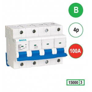 GACIA N8GH installatieautomaat 4 polig, karakteristiek B, 100A, 15kA