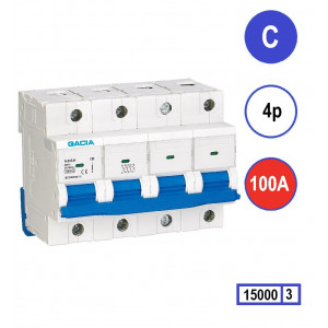 GACIA N8GH installatieautomaat 4 polig, karakteristiek C, 100A, 15kA