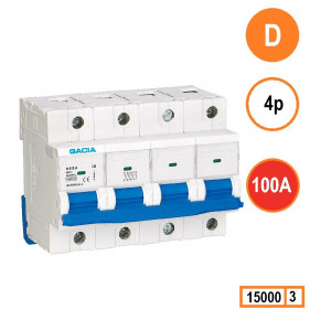 GACIA N8GH installatieautomaat 4 polig, karakteristiek D, 100A, 15kA