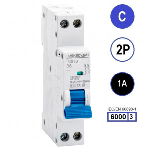 SEP INS36-2C01, installatieautomaat 2p C1 6kA, 18mm, 1 modulen
