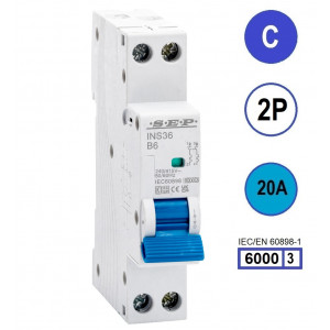 SEP INS36-2C20, installatieautomaat 2p C20 6kA, 18mm, 1 modulen