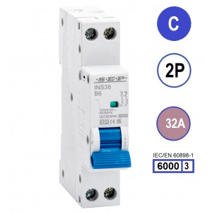 SEP INS36-2C32, installatieautomaat 2p C32 6kA, 18mm, 1 modulen