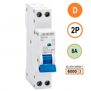 SEP INS36-2D08, installatieautomaat 2p D8 6kA, 18mm, 1 modulen