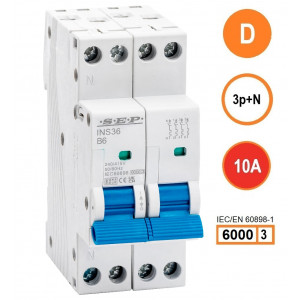 SEP INS36-3ND10, installatieautomaat 3p+n D10 6kA, 36mm, 2 modulen