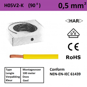 Schotman Elektro - SEP montagesnoer H05V2-k geel 0,5mm2 