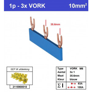 Schotman Elektro - SEP aansluitrail VORK-M6 3x1 aansluitingen 35.6mm