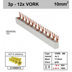 Schotman Elektro - SEP aansluitrail 3 fase VORK 4x3 aansluitingen 17.8mm