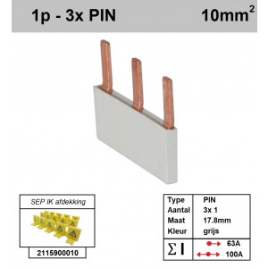 Schotman Elektro - SEP aansluitrail PIN 3x1 aansluitingen 17.8mm