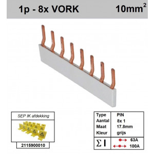 Schotman Elektro - SEP aansluitrail PIN 8x1 aansluitingen 17.8mm