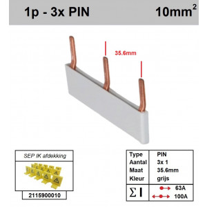 Schotman Elektro - SEP aansluitrail PIN 3x1 aansluitingen 35.6mm