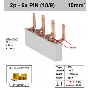 Schotman Elektro - SEP aansluitrail 2fase PIN 3x2 aansluitingen 9/18mm