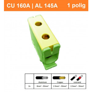 Schotman Elektro - SEP CK61 aansluitklem 2,5-50mm2 geel groen