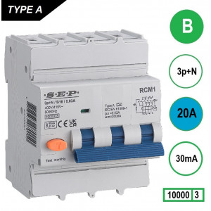 Schotman Elektro B.V. - SEP RCM4 3p+n B 20A 30mA 10kA aardlekautomaat