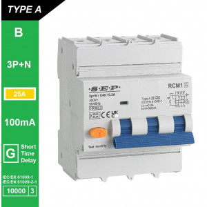 Schotman Elektro B.V. - SEP RCM1 3p+n B-karakteristiek 25A 10kA kortstondig vertraagd AG