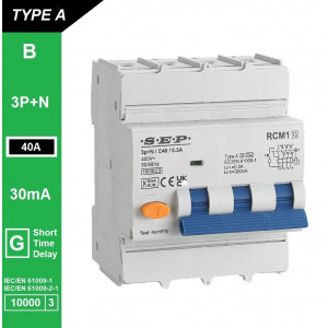 Schotman Elektro B.V. - SEP RCM1 3p+n B-karakteristiek 40A 10kA kortstondig vertraagd AG