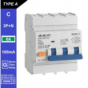 Schotman Elektro B.V. - SEP RCM1 3p+n C-karakteristiek 6A 10kA kortstondig vertraagd AG