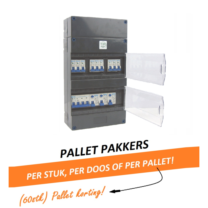 GACIA G243090 groepenkast - 3-fase, 40A hoofdschakelaar, 3 aardlekschakelaars, 9 groepen met verhoogde buisinvoer GACIA G243090 groepenkast - 3-fase, 40A hoofdschakelaar, 3 aardlekschakelaars, 9 groepen met verhoogde buisinvoer