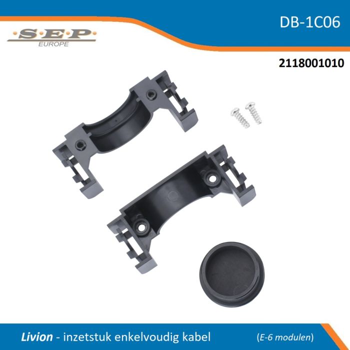SEP DB-1C06 Livion inzetstuk enkelvoudige kabelinvoer – compleet met deksel en schroeven (6 modulen)